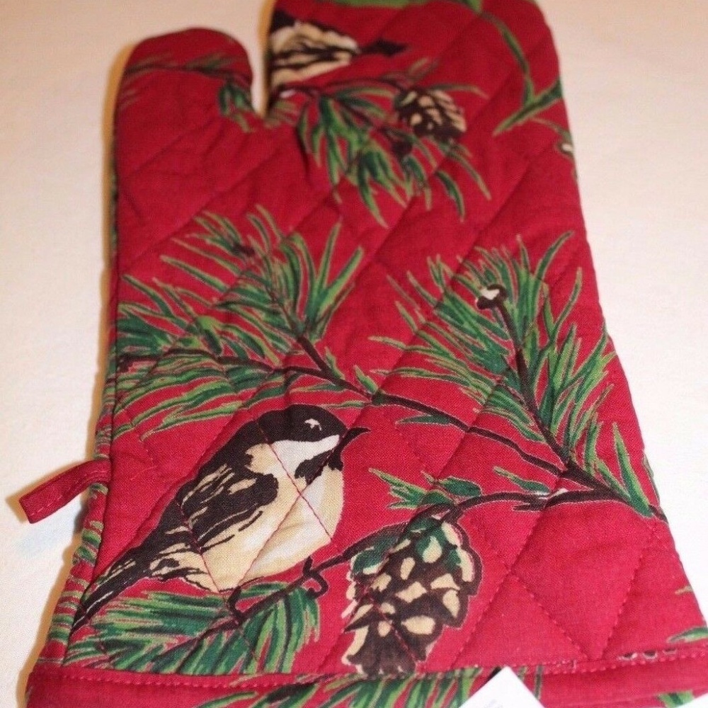 April CORNELL Quilted Oven Mitt Chickadee NWT